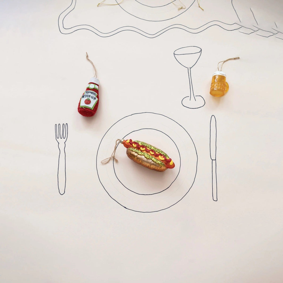 Creative Co-Op Creative Co-op Hand-Painted Glass Hot Dog Ornament with Glitter - Little Miss Muffin Children & Home