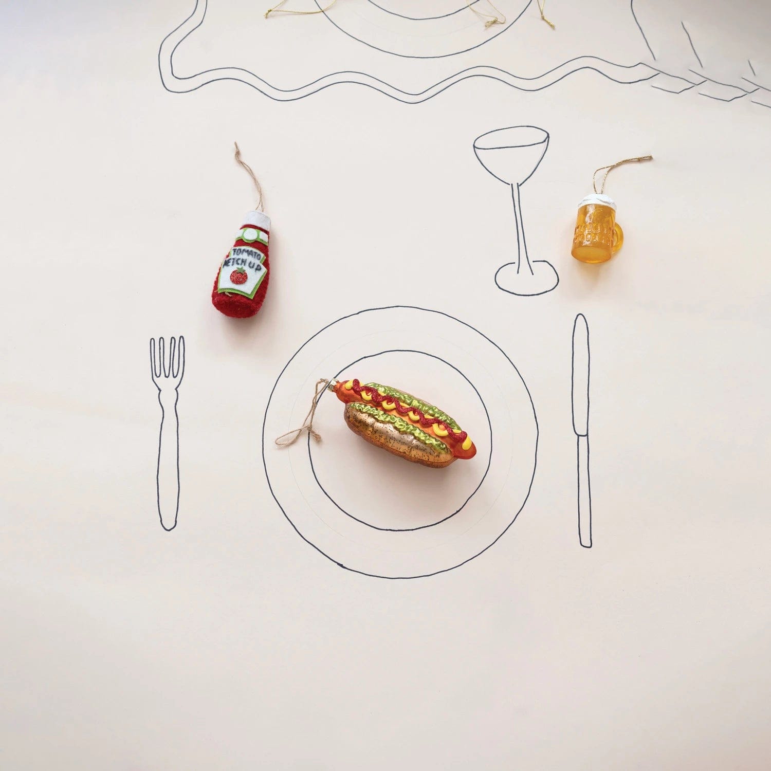 Creative Co-Op Creative Co-op Hand-Painted Glass Hot Dog Ornament with Glitter - Little Miss Muffin Children & Home