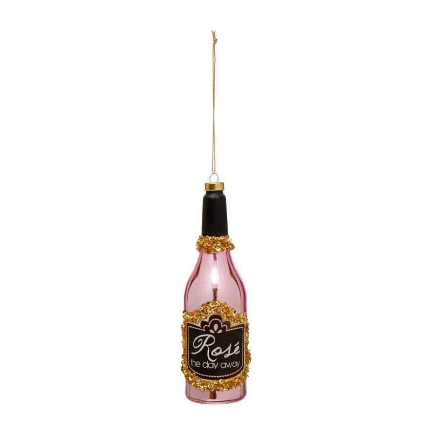 Creative Co-Op Creative Co-Op Glass Rosé Bottle Ornament - Little Miss Muffin Children & Home