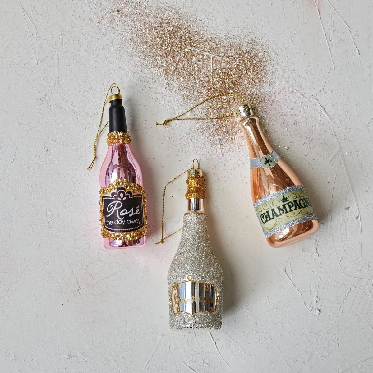Creative Co-Op Creative Co-Op Glass Rosé Bottle Ornament - Little Miss Muffin Children & Home
