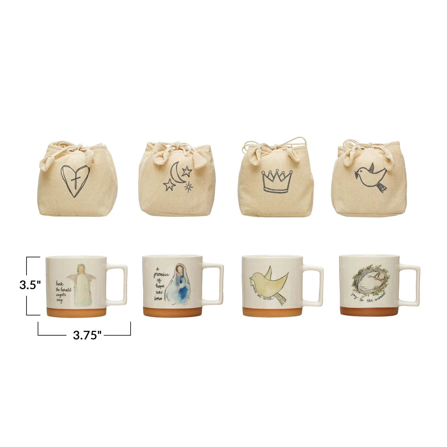 Creative Co-Op Creative Co-op Stoneware Mug With Christmas Saying & Image in Printed Drawstring Bag - Little Miss Muffin Children & Home