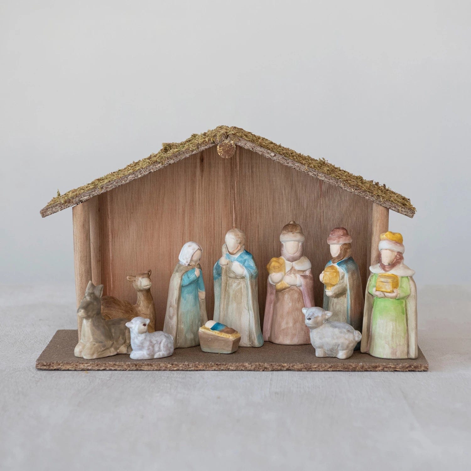 Creative Co-Op Creative Co-op Wood Creche with Nativity - Little Miss Muffin Children & Home
