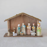 Creative Co-Op Creative Co-op Wood Creche with Nativity - Little Miss Muffin Children & Home