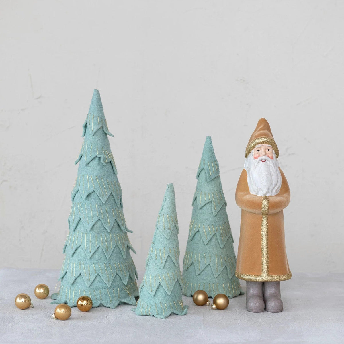 Creative Co-Op Creative Co-op Flocked MDF Santa with Glitter - Little Miss Muffin Children & Home