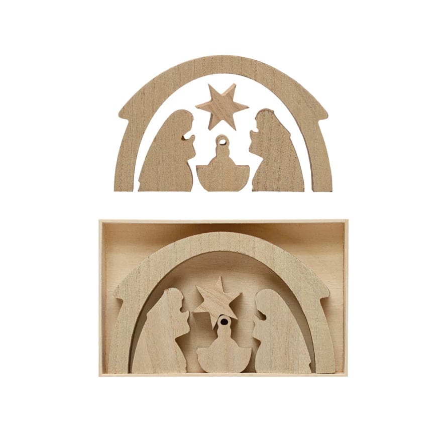 Creative Co-Op Creative Co-op Boxed Wood Nativity - Little Miss Muffin Children & Home