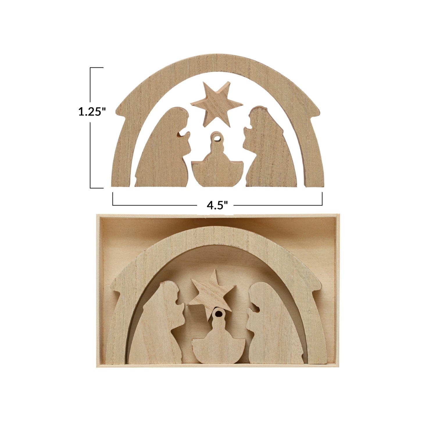 Creative Co-Op Creative Co-op Boxed Wood Nativity - Little Miss Muffin Children & Home