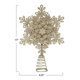 Creative Co-op Glitter Snowflake Tree Topper, Champagne Finish