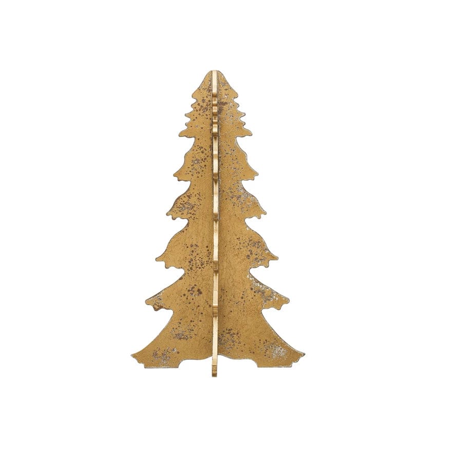 Creative Co-op Creative Co-op 13"Round x22.5"H MDF Interlocking Laser Cut Distressed Gold Tree - Little Miss Muffin Children & Home
