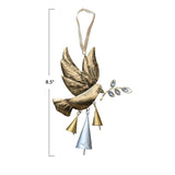 Creative Co-Op Creative Co-op Metal Dove & Olive Branch Ornament with Bells & Glass Beads - Little Miss Muffin Children & Home