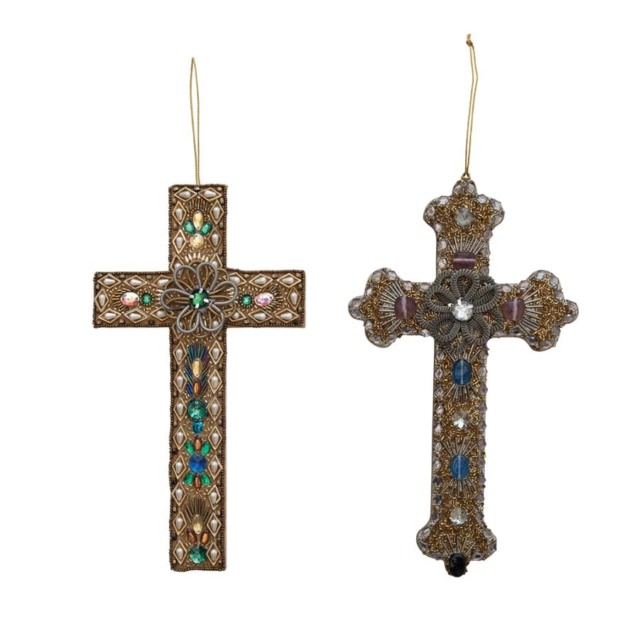 Creative Co-Op Creative Co-op Beaded Metal & MDF Vintage Reproduction Cross - Little Miss Muffin Children & Home