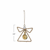 Creative Co-Op Creative Co-op Jute Wrapped Metal Angel Ornament with Bell & Beads - Little Miss Muffin Children & Home