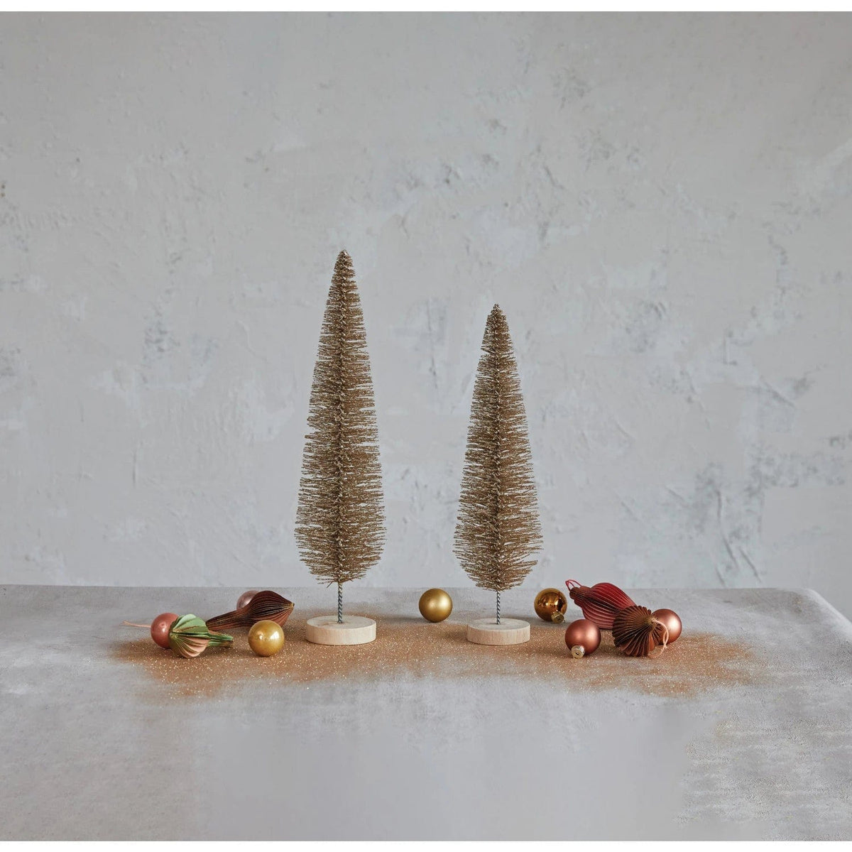 Creative Co-Op Creative Co-op Plastic Bottle Brush Tree with Glitter & Wood Base - Little Miss Muffin Children & Home