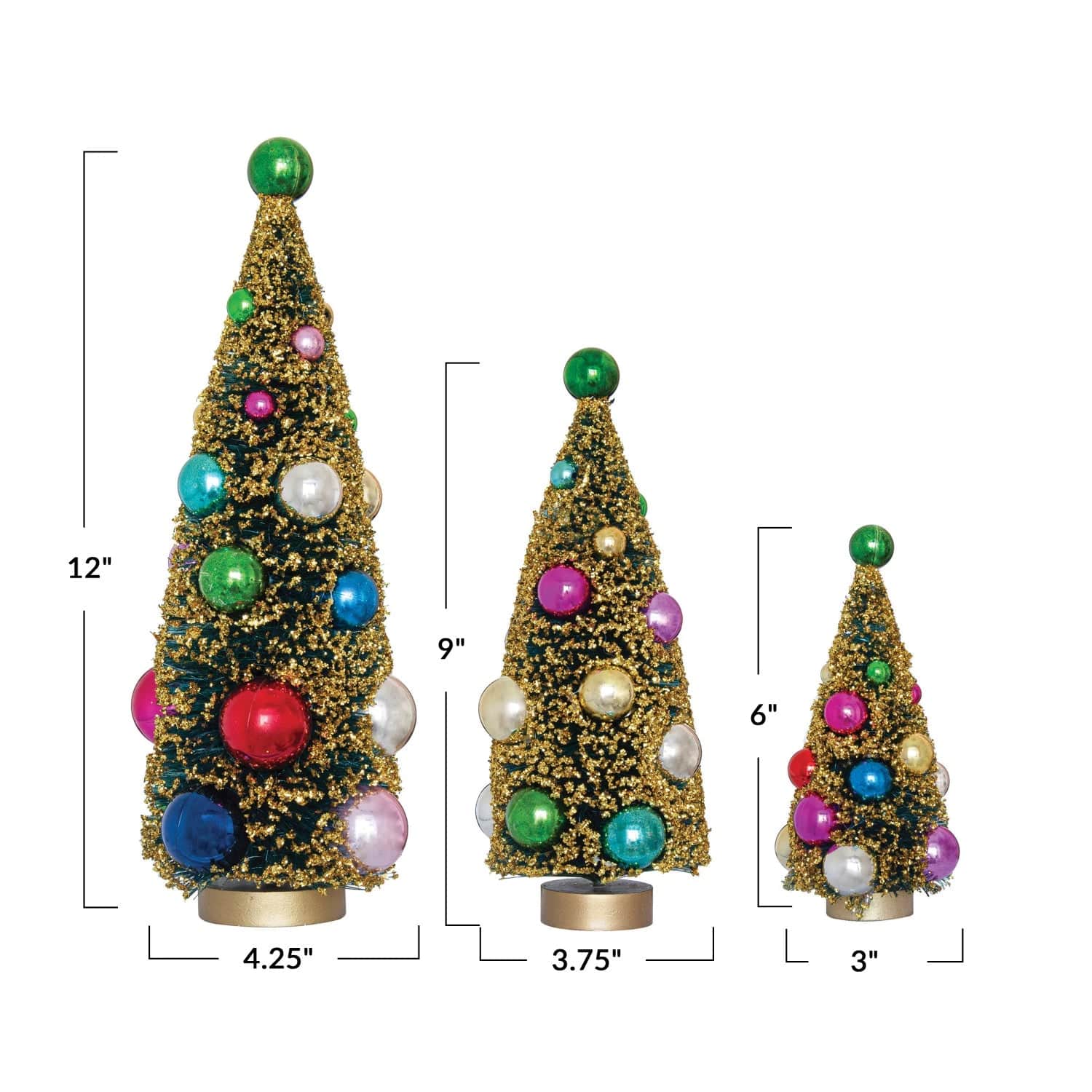 Creative Co-Op Creative Co-op Sisal Bottle Brush Trees with Ornaments - Little Miss Muffin Children & Home