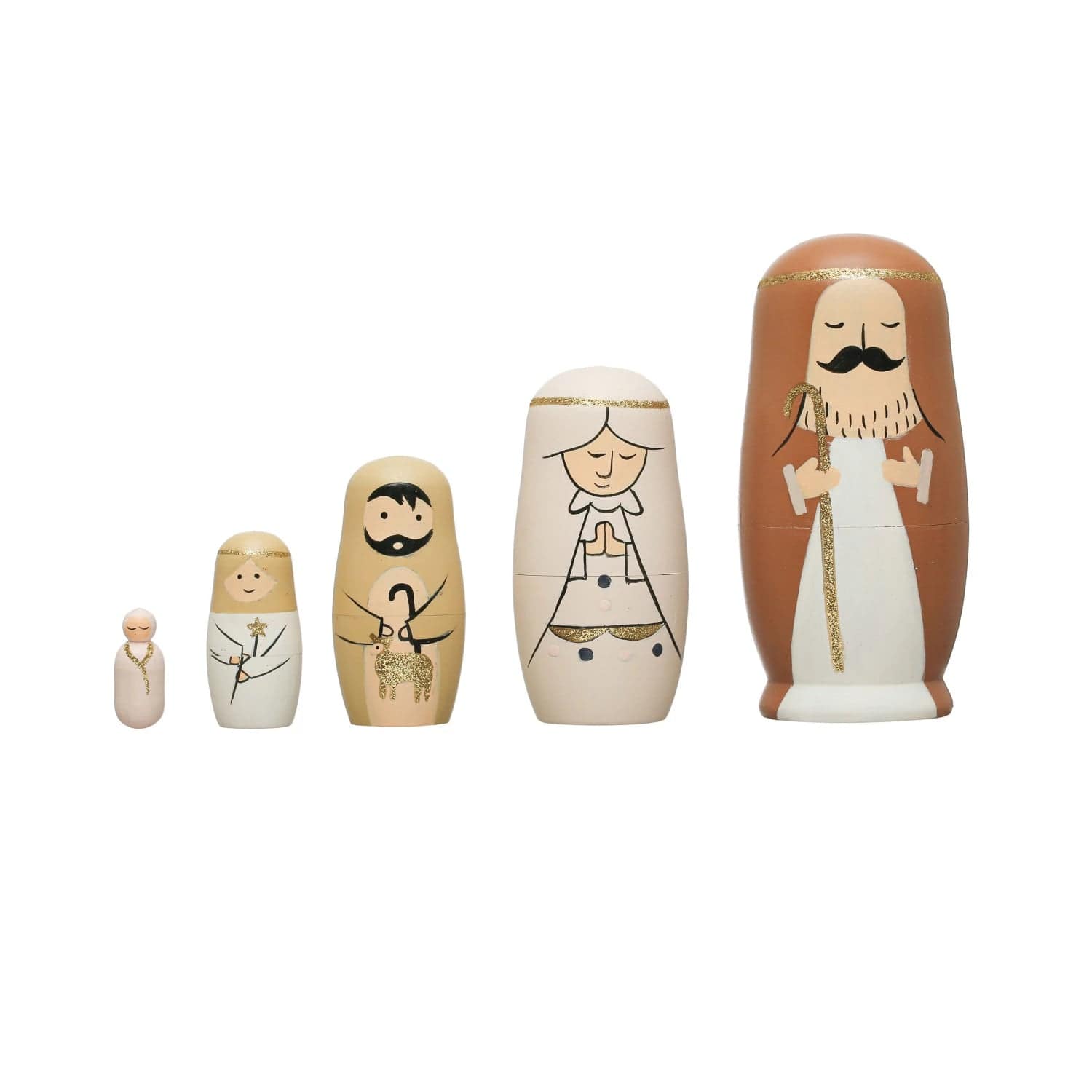 Creative Co-op Creative Co-op Hand Painted Wood Nativity Nesting Doll Set - Little Miss Muffin Children & Home