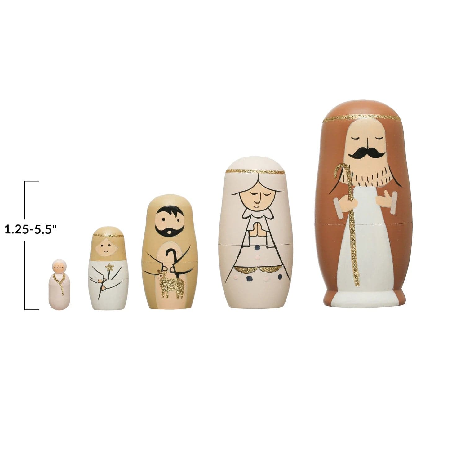 Creative Co-op Creative Co-op Hand Painted Wood Nativity Nesting Doll Set - Little Miss Muffin Children & Home