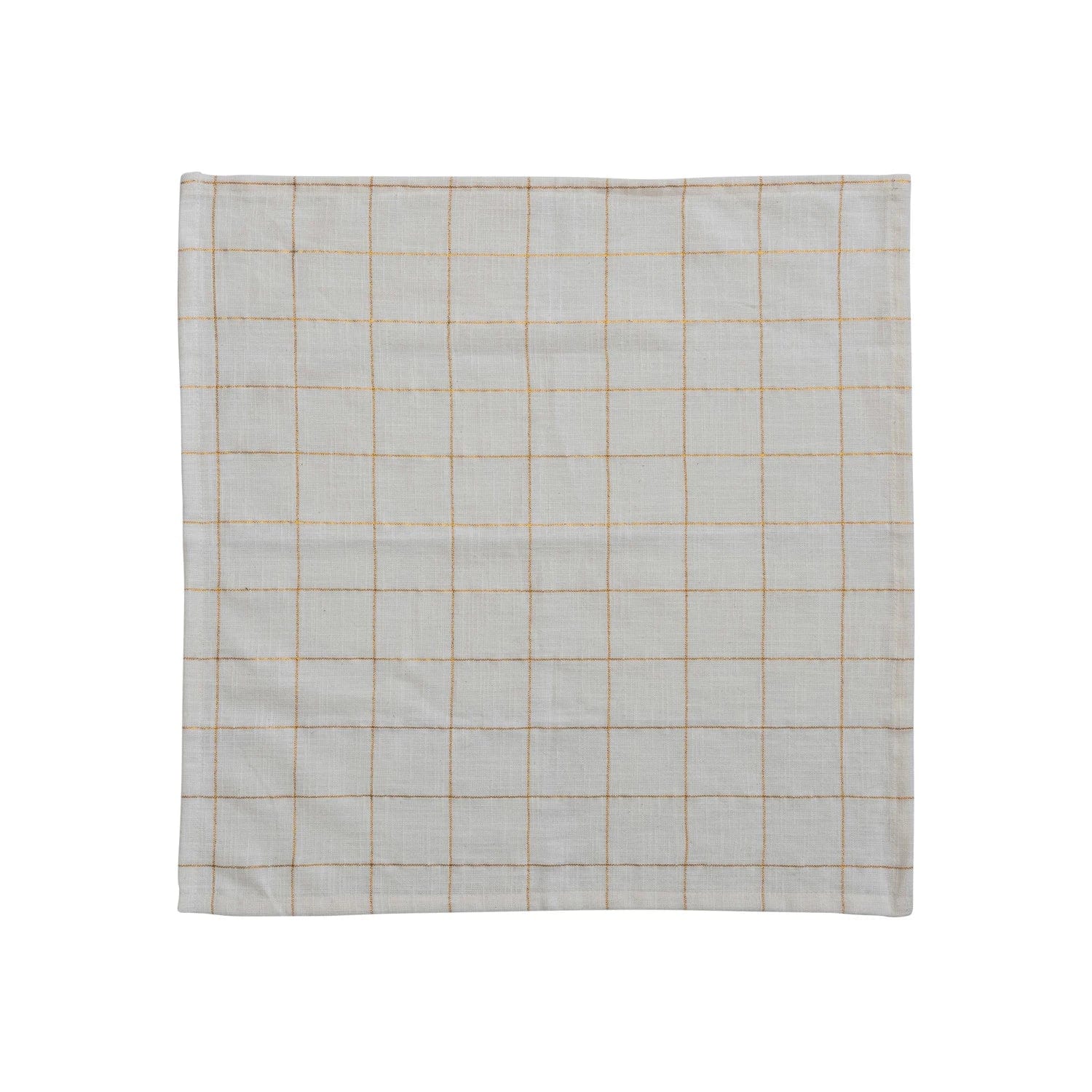 Creative Co-op Creative Co-op 18" Square Cotton Napkins with Metallic Gold Thread Windowpane Pattern, Cream Color, Set of 4 - Little Miss Muffin Children & Home