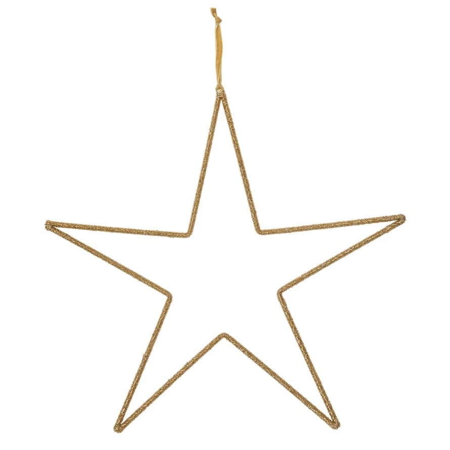 Creative Co-Op Creative Co-op Hanging Metal & Glass Bead Star with Cotton Velvet Ribbon - Little Miss Muffin Children & Home