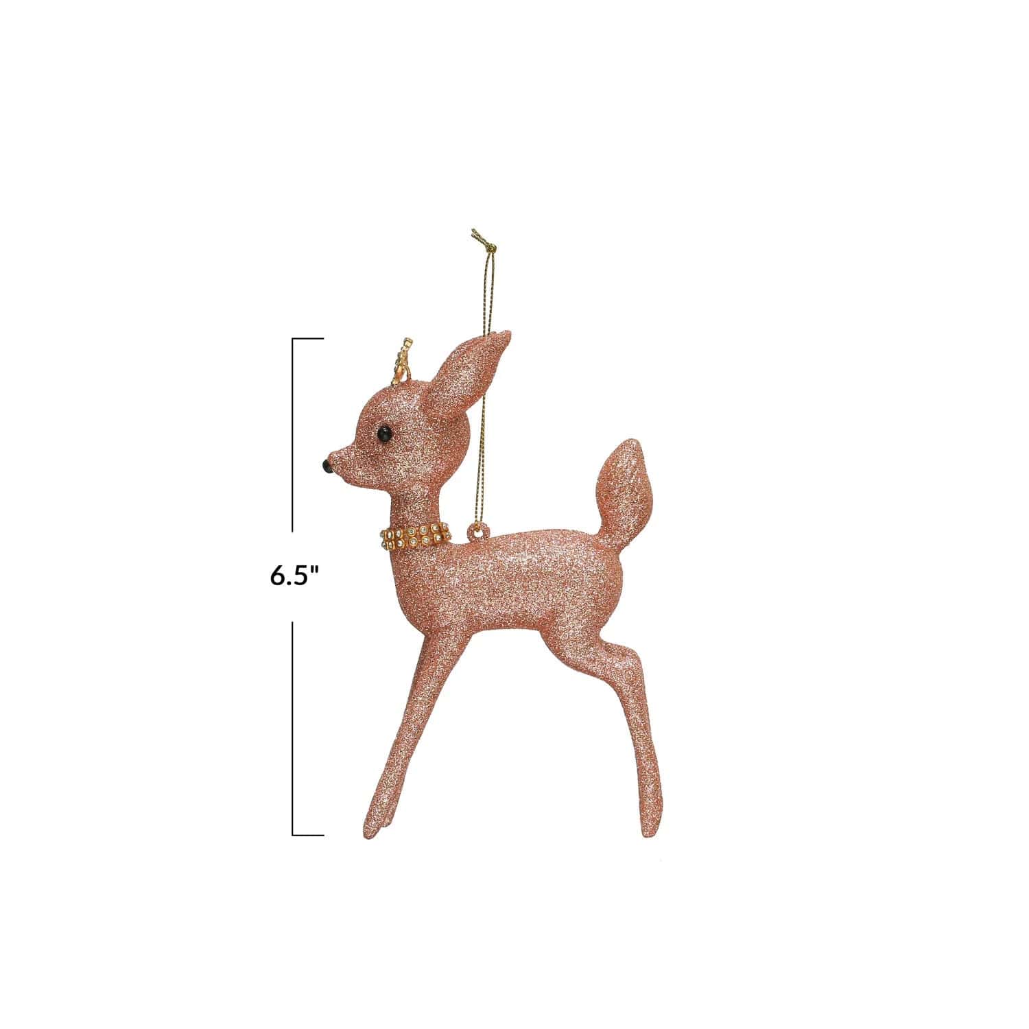 Creative Co-Op Creative Co-op Plastic Pink Deer Ornament with Glitter & Crystal Collar - Little Miss Muffin Children & Home