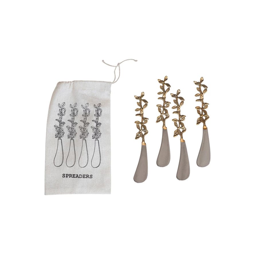 Creative Co-Op Creative Co-op Set of 4  Stainless Steel & Brass Canape Knives - Little Miss Muffin Children & Home