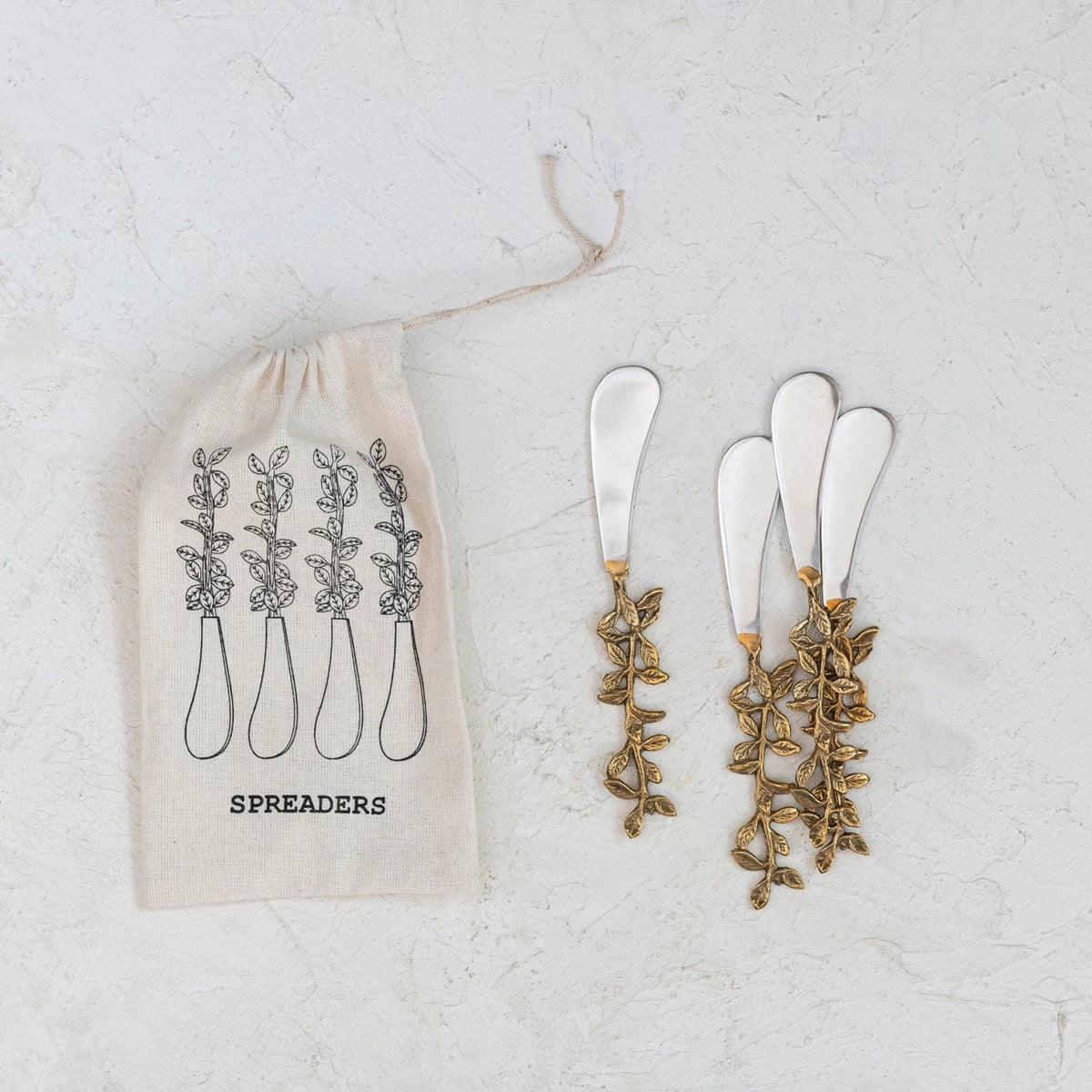 Creative Co-Op Creative Co-op Set of 4  Stainless Steel & Brass Canape Knives - Little Miss Muffin Children & Home