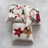 Creative Co-op Creative Co-op 18" Square Cotton Pillow with Wreath, Applique & Embroidery "Merry Christmas", Multi Color - Little Miss Muffin Children & Home