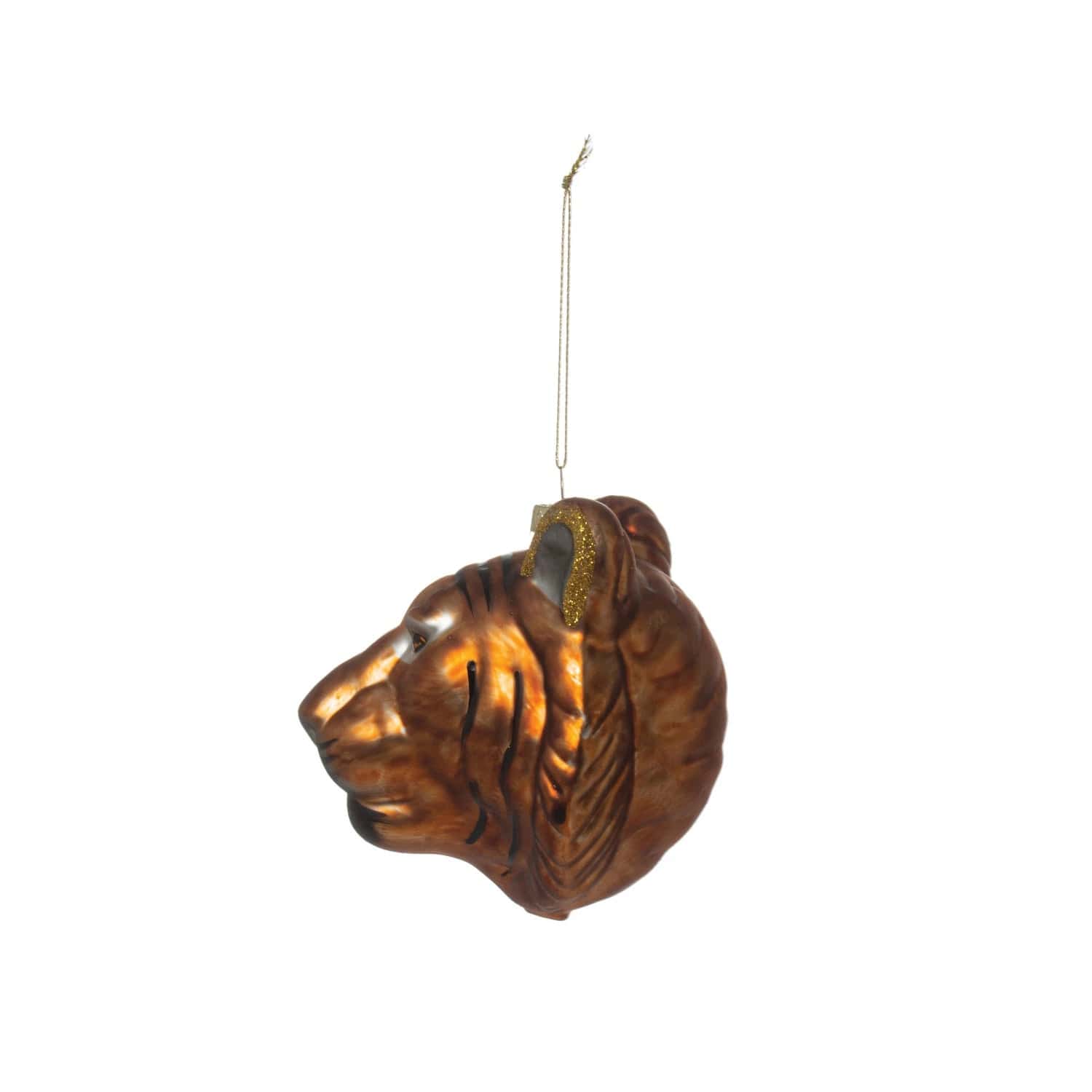 Creative Co-Op Creative Co-op Hand-Painted Glass Tiger Ornament with Glitter - Little Miss Muffin Children & Home