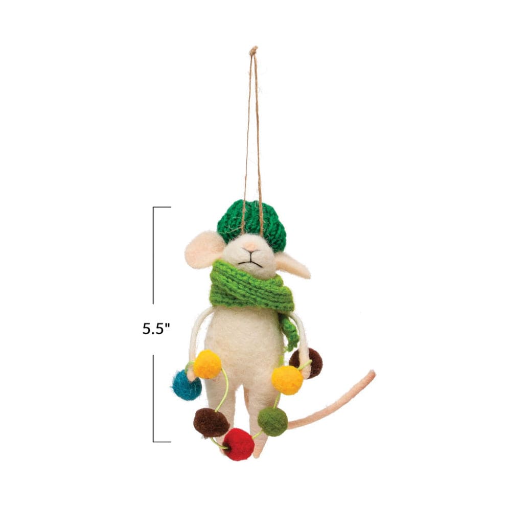 Creative Co-Op Creative Co-op Wool Felt Mouse in Knit Scarf & Hat Christmas - Little Miss Muffin Children & Home