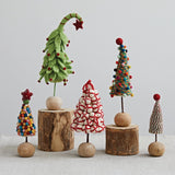 Creative Co-Op Creative Co-op Handmade Wool Felt Pom Pom Tree with Beaded Star & Wood Ball Base - Little Miss Muffin Children & Home