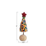 Creative Co-Op Creative Co-op Handmade Wool Felt Pom Pom Tree with Beaded Star & Wood Ball Base - Little Miss Muffin Children & Home