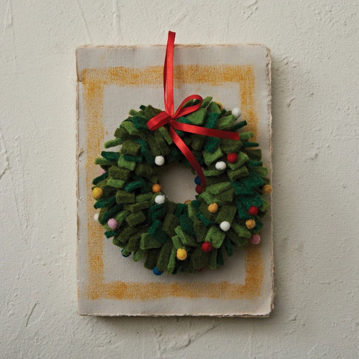 Creative Co-Op Creative Co-op Handmade Wool Felt Wreath Ornament with Multi Color Pom Poms - Little Miss Muffin Children & Home