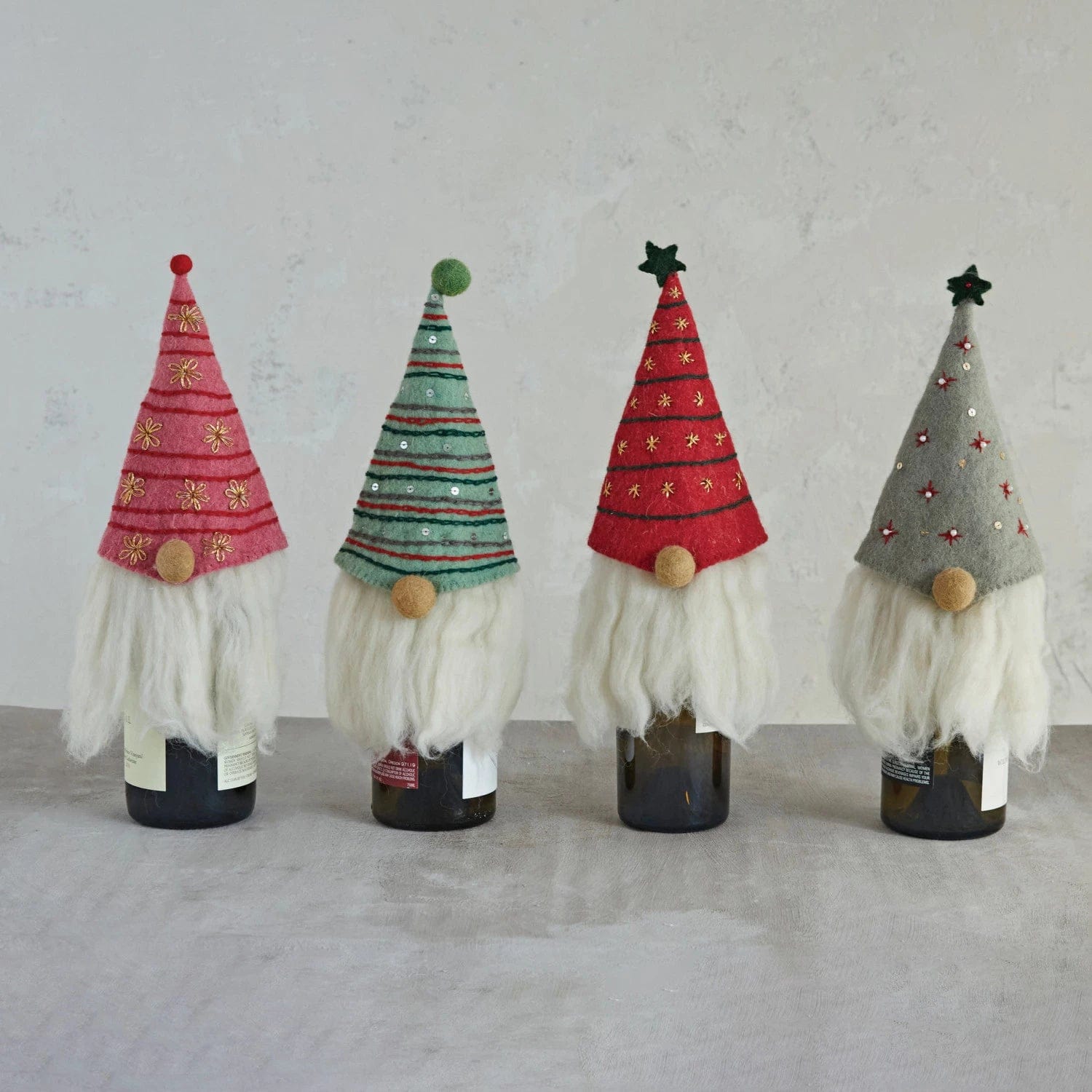 Creative Co-Op Creative Co-op 15"H Handmade Beaded Wool Felt Gnome Bottle Toppers - Little Miss Muffin Children & Home