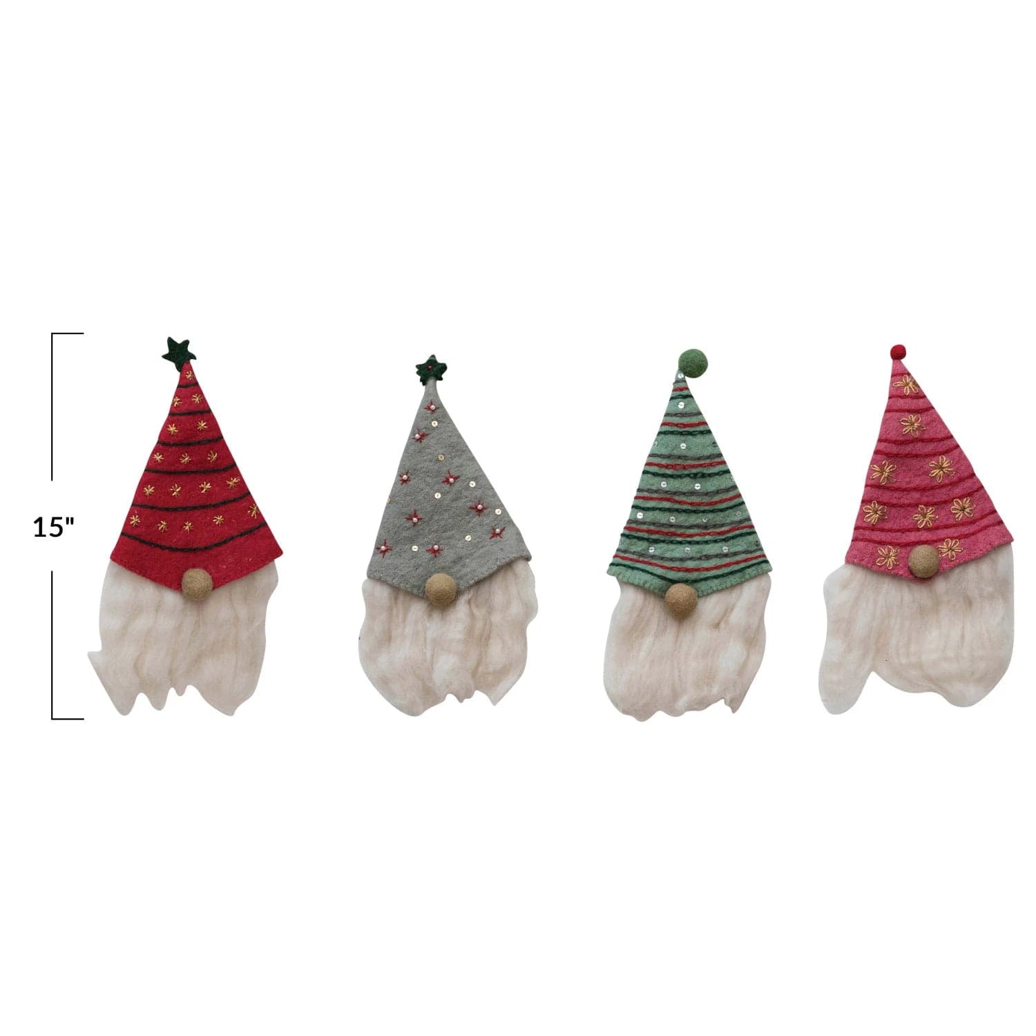 Creative Co-Op Creative Co-op 15"H Handmade Beaded Wool Felt Gnome Bottle Toppers - Little Miss Muffin Children & Home