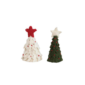 Creative Co-op Handmade Wool Felt Tree with Star Bottle Topper, Available in 2 Colors