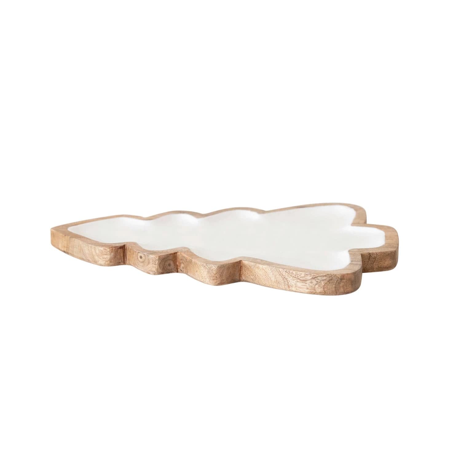 Creative Co-op Creative Co-op Mango Wood Christmas Tree Shaped Tray, White & Natural 12"l x14.5"h x1"w - Little Miss Muffin Children & Home