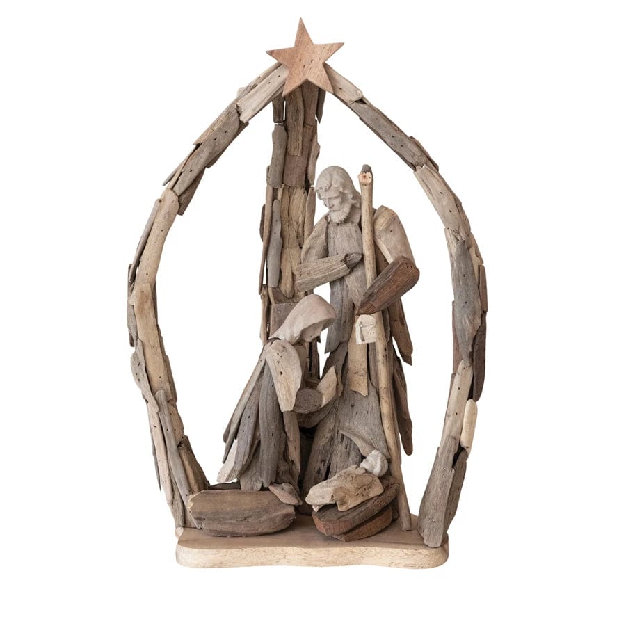 Creative Co-op Creative Co-op Driftwood & Acacia Wood Holy Family - Little Miss Muffin Children & Home