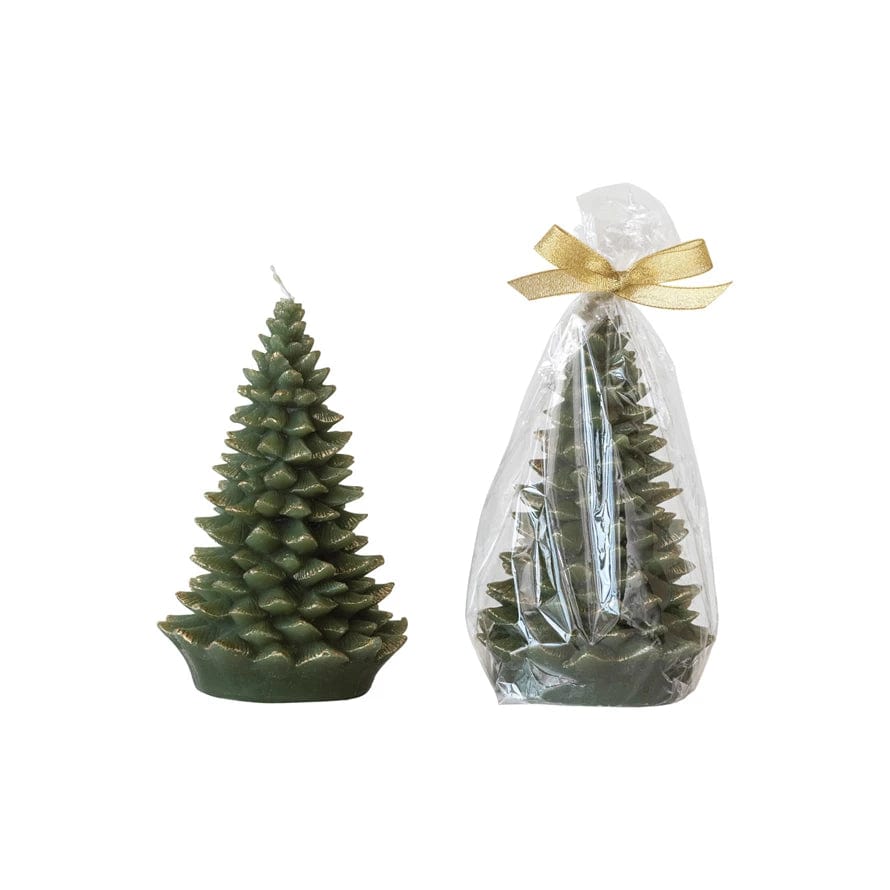 Creative Co-op Creative Co-Op Unscented 4"dx7"h Tree Shaped Candles, Evergreen, Boxed Set Of 2 - Little Miss Muffin Children & Home