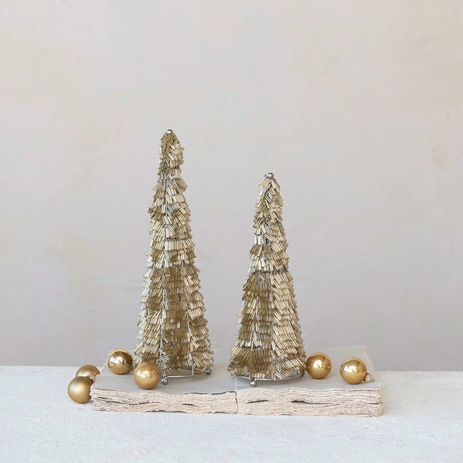 Creative Co-op Creative Co-op Wire & Glass Bead Christmas Tree, Gold & Nickel Finish - Little Miss Muffin Children & Home