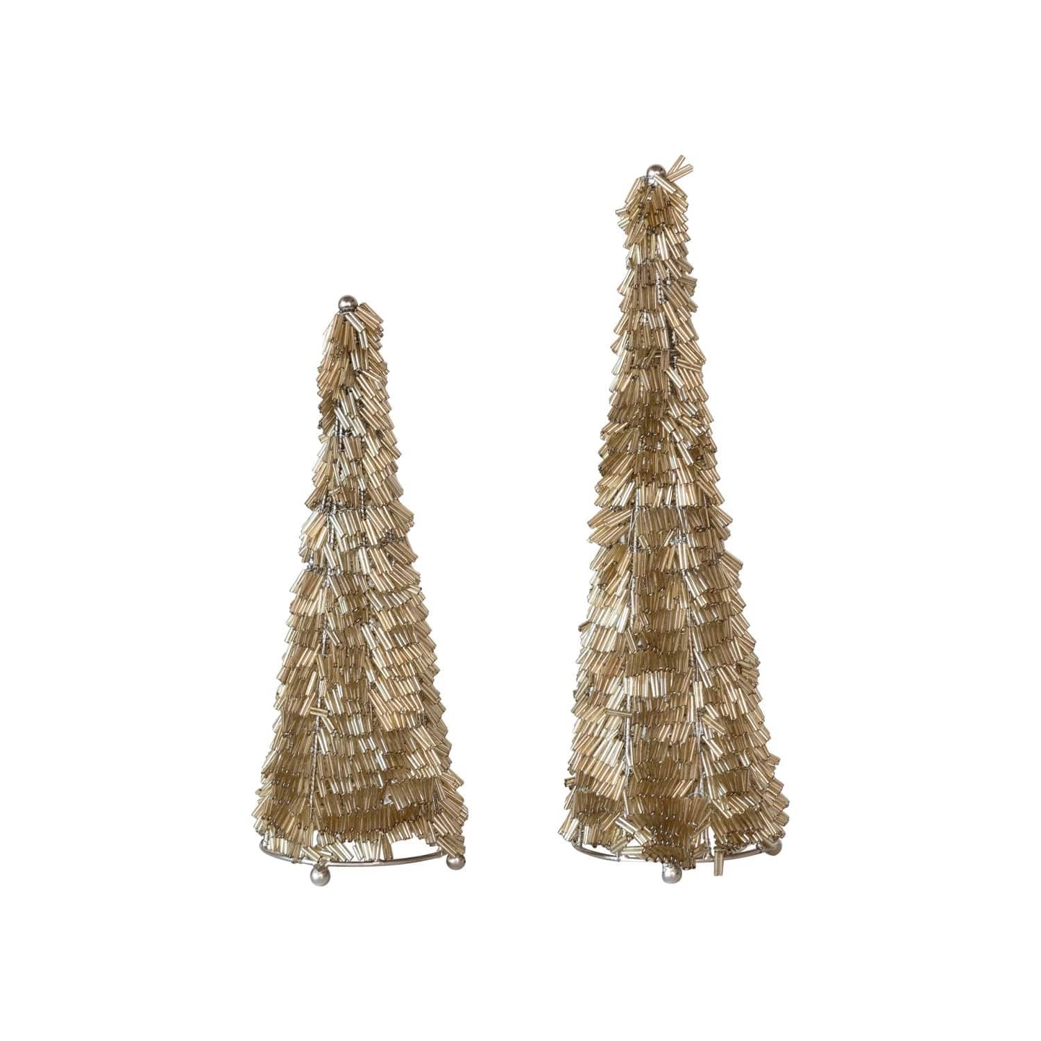 Creative Co-op Creative Co-op Wire & Glass Bead Christmas Tree, Gold & Nickel Finish - Little Miss Muffin Children & Home