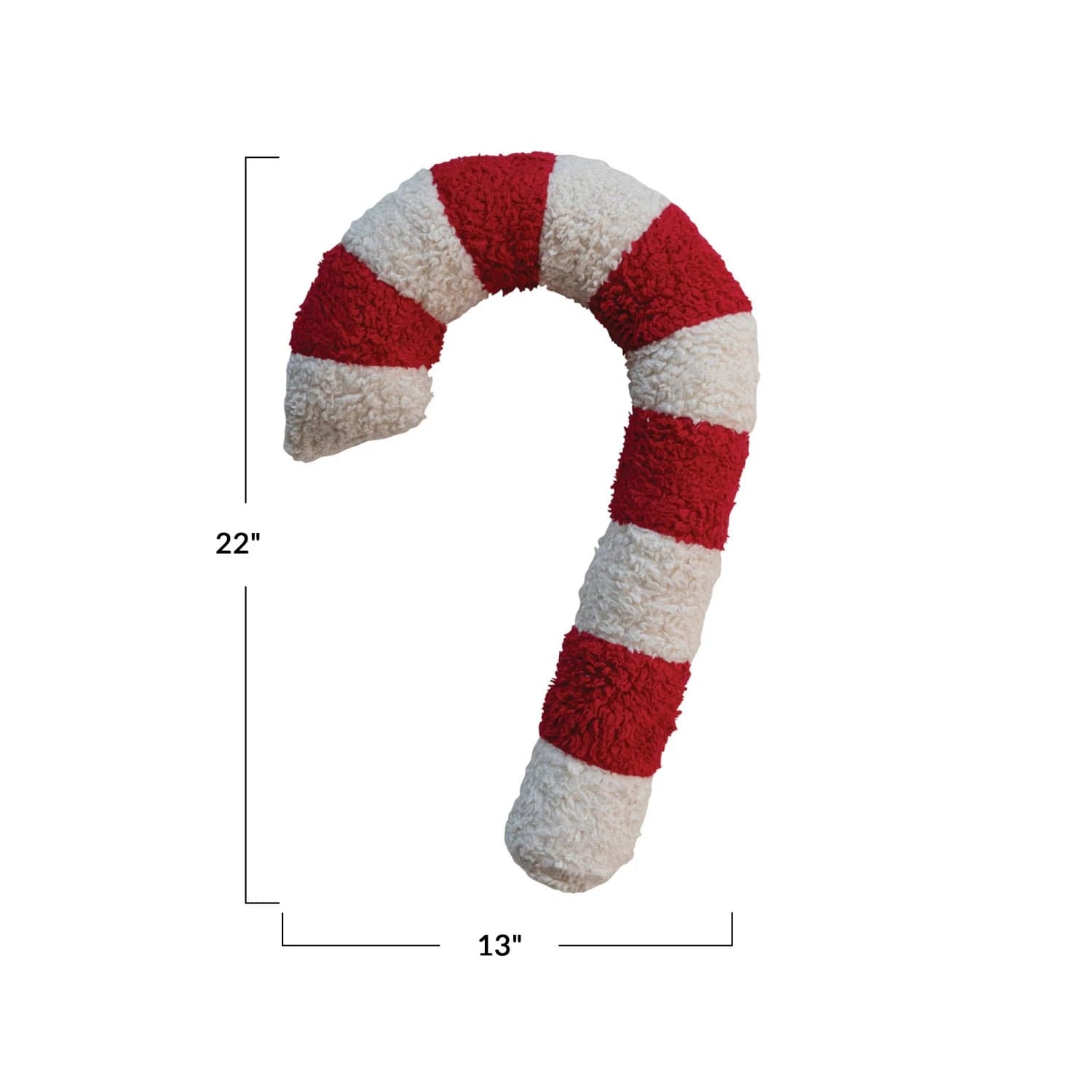 Creative Co-op Creative Co-op 22"L x 13"W Cotton Faux Sherpa Candy Cane Shaped Pillow, Red & White - Little Miss Muffin Children & Home