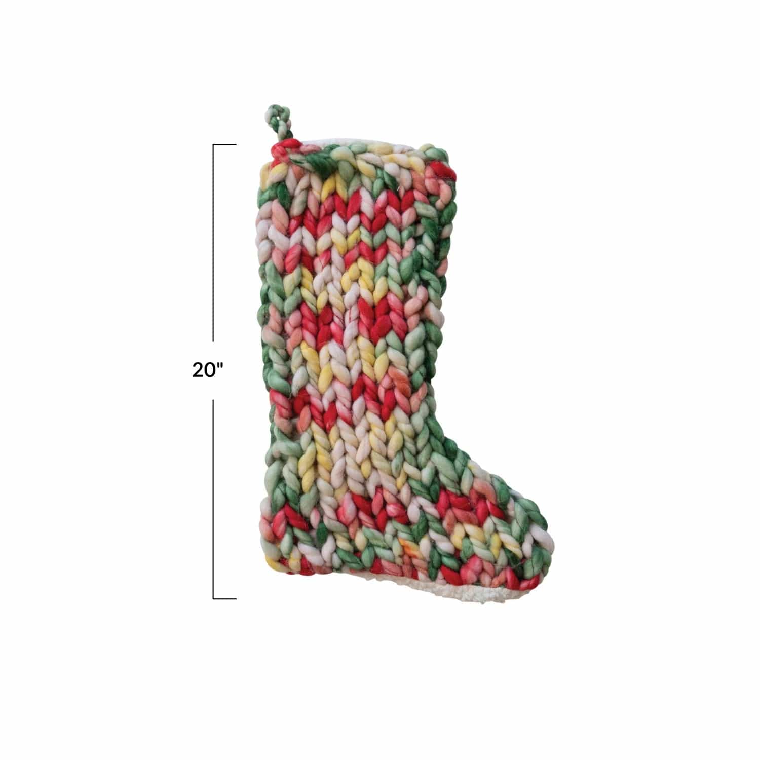 Creative Co-op Creative Co-op Hand-Woven Acrylic Knit Stocking with Sherpa Back, Multi Color - Little Miss Muffin Children & Home