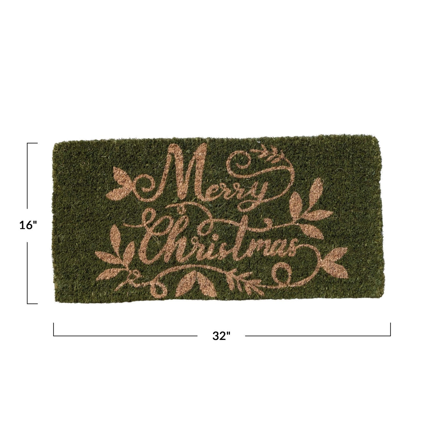 Creative Co-op Creative Co-op Natural Coir Doormat "Merry Christmas", Green - Little Miss Muffin Children & Home