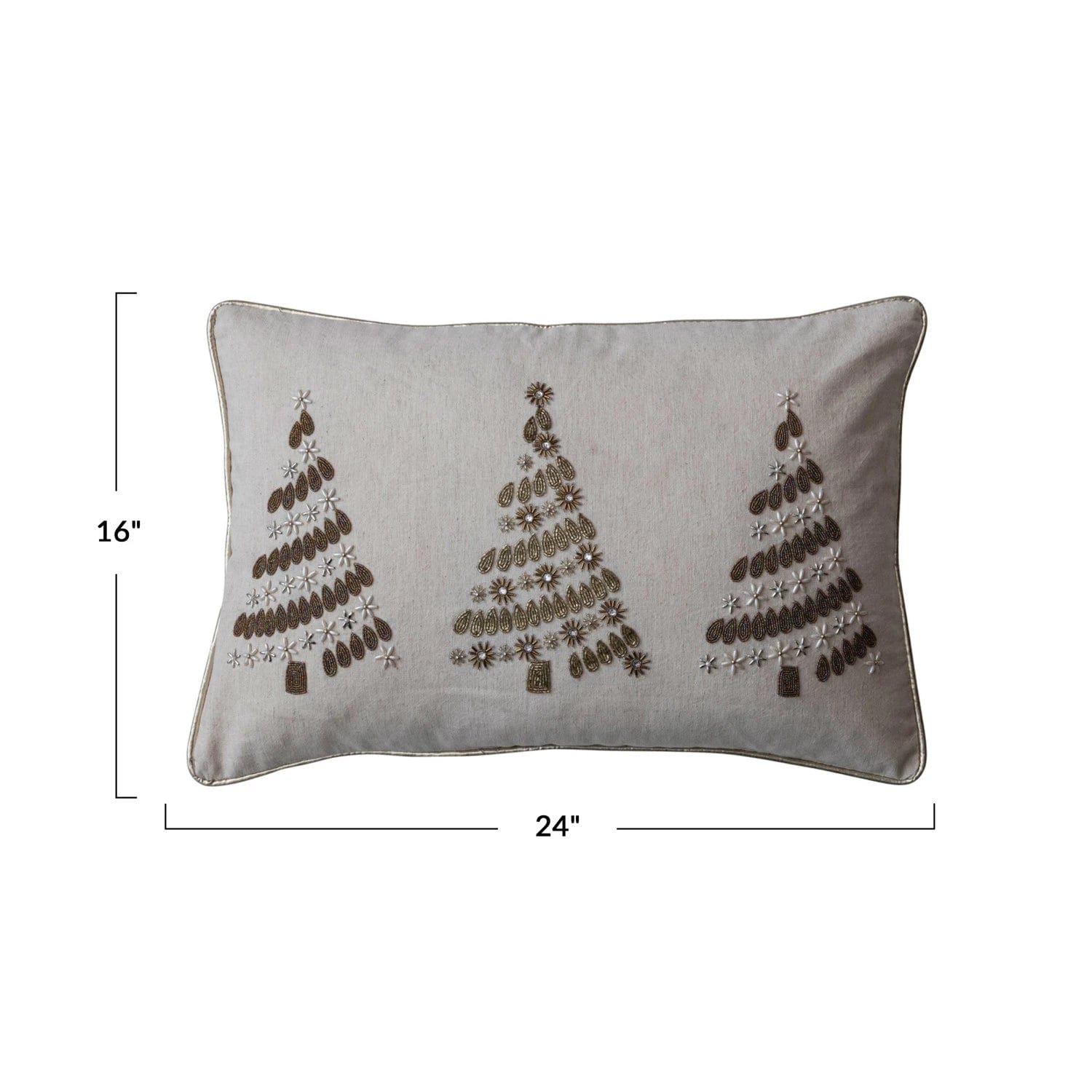 Creative Co-op Creative Co-op 24"L x 16"H 24"Lx16"H Cotton Lumbar Pillow w Christmas Trees, Brown & Gold - Little Miss Muffin Children & Home
