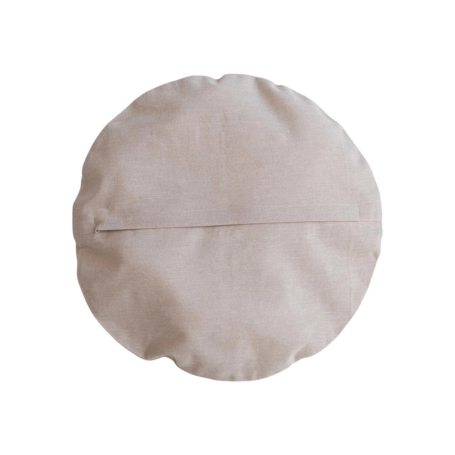 Creative Co-op Creative Co-op 16" Round Cotton Chambray Printed Pillow w/ Embroidered Wreath - Little Miss Muffin Children & Home