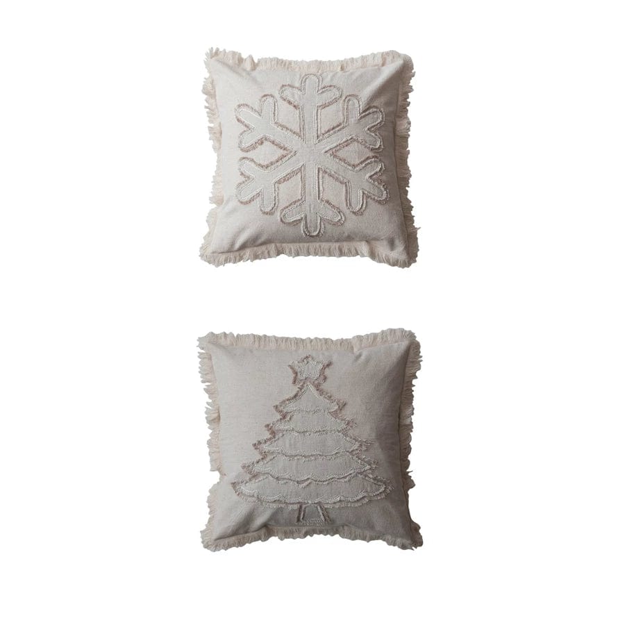 Creative Co-op Creative Co-op 18" Square Woven Cotton & Linen Pillow with Fringe, 2 Styles - Little Miss Muffin Children & Home