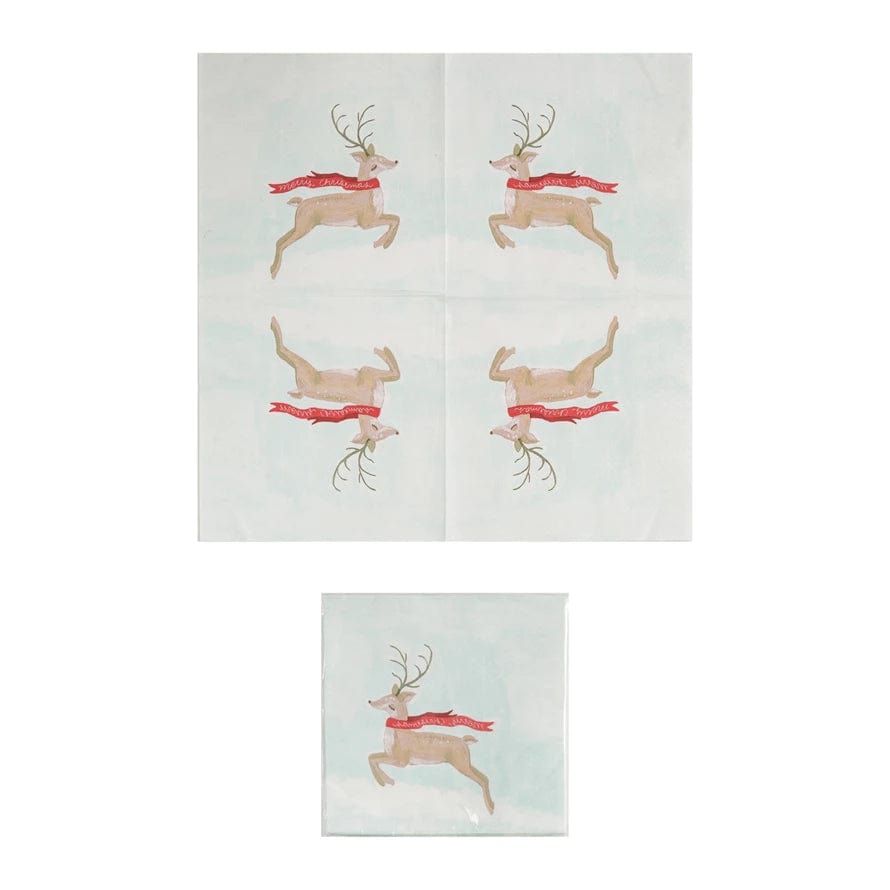 Creative Co-op Creative Co-op Paper Napkins with Reindeer in "Merry Christmas" Scarf, 50 Pack - Little Miss Muffin Children & Home