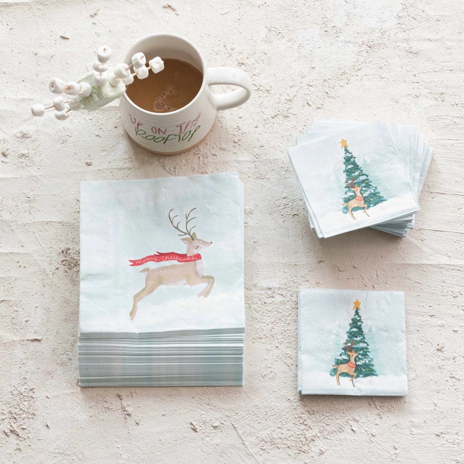 Creative Co-op Creative Co-op 4" Square Paper Cocktail Napkins with Tree & Deer (50 Pcs) - Little Miss Muffin Children & Home