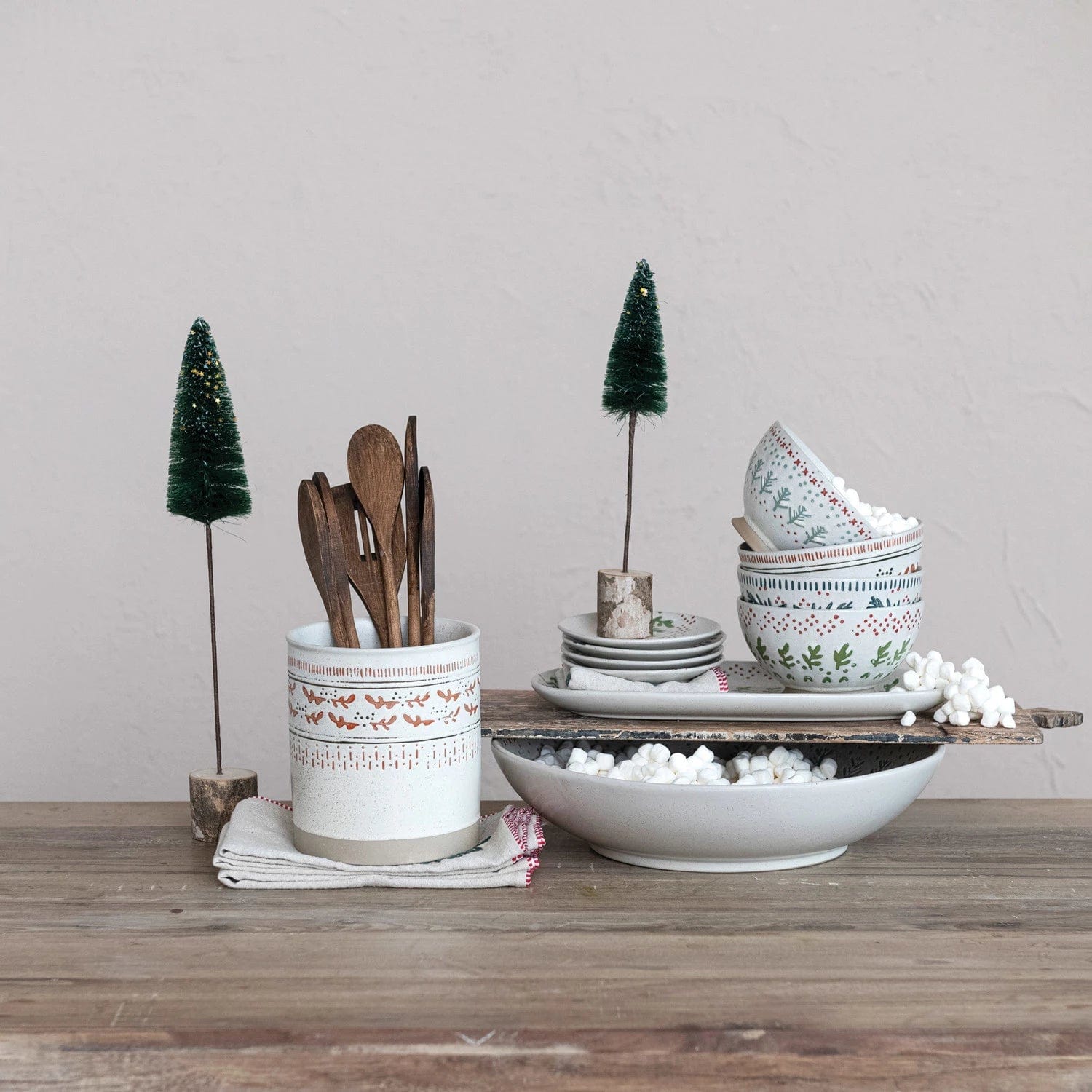 Creative Co-op Creative Co-op Hand-Stamped Stoneware Serving Bowl with Wax Relief Pattern - Little Miss Muffin Children & Home