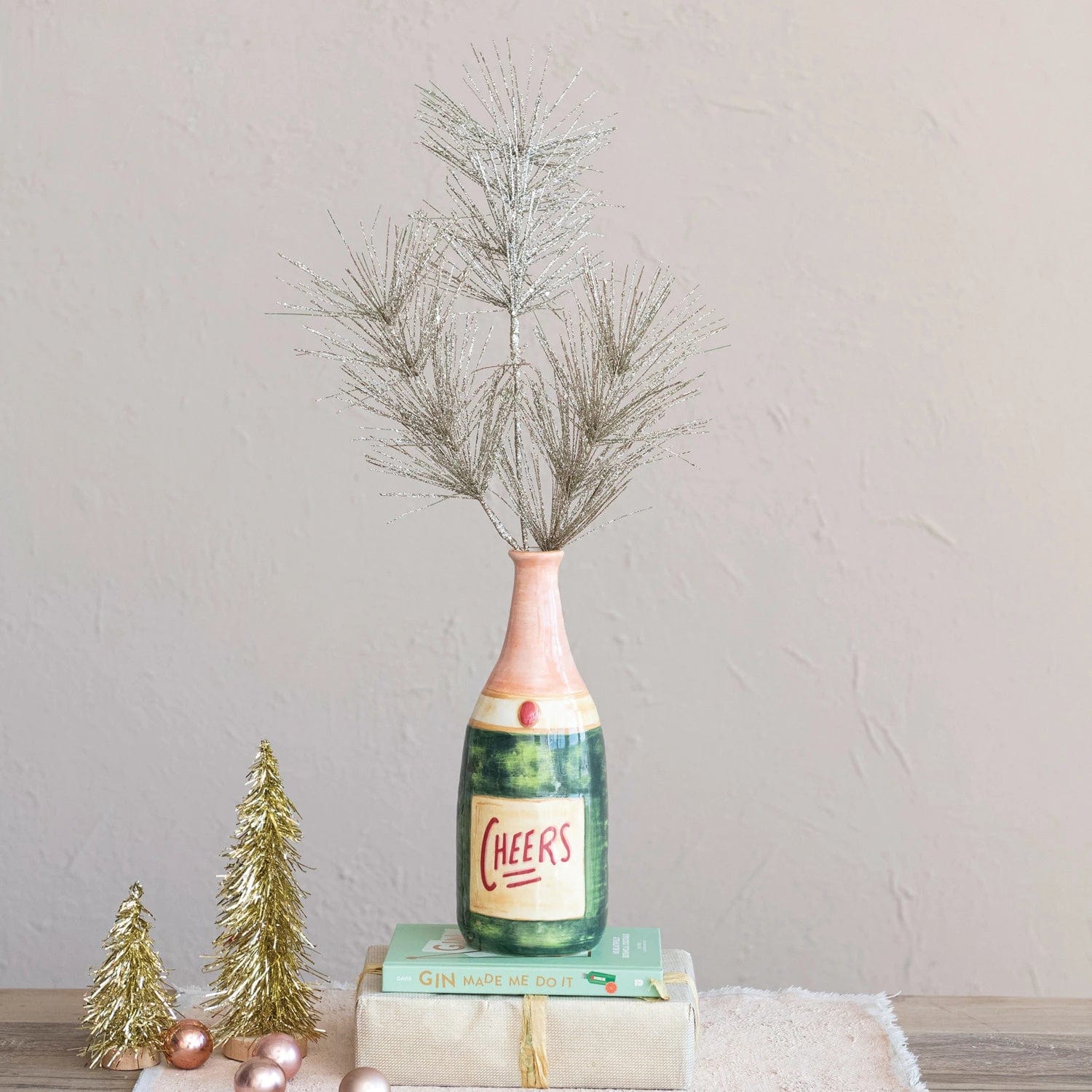 Creative Co-op Creative Co-op Champagne Bottle Shaped Stoneware Vase - Little Miss Muffin Children & Home