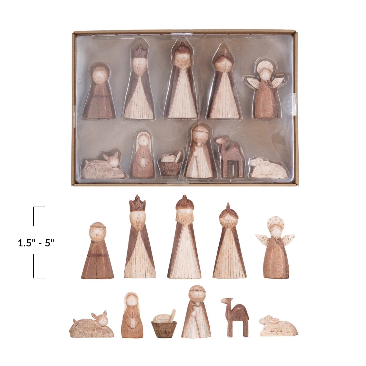 Creative Co-op Creative Co-op Resin Nativity, Wood Finish, Boxed Set of 11 - Little Miss Muffin Children & Home
