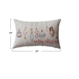 Creative Co-op Cotton & Linen Lumbar Pillow Embroidered with Ornaments